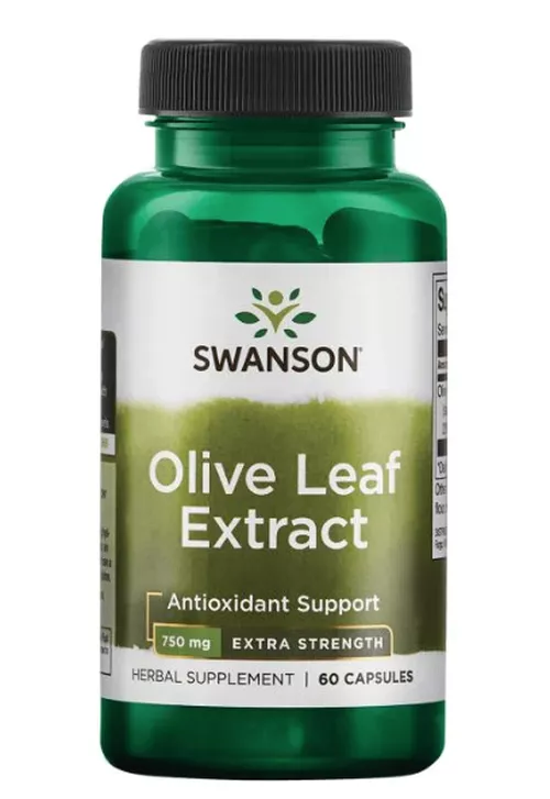 Ekstrakt z liści oliwnych Swanson 750 mg Super Strength, 60 kapsułek