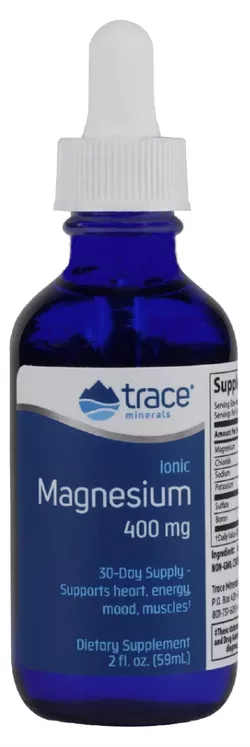 Trace Minerals Magnez jonowy, Magnez zjonizowany, 400 mg, 59 ml