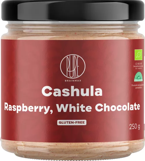 BrainMax Pure Cashula, Krem z orzechów nerkowca z malinami i białą czekoladą, 250g