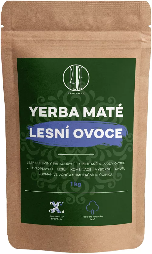 BrainMax Pure Yerba Mate, Owoce Leśne, 1000 g
