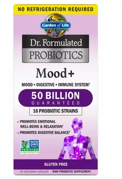 Garden of life Dr. Formułowane probiotyki Mood+, probiotyki, 50 miliardów, 60 kapsułek roślinnych