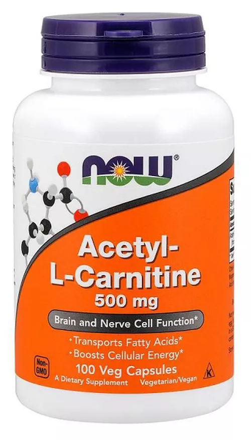 Now® Foods NOW Acetylo-L-karnityna 500 mg, 100 kapsułek roślinnych