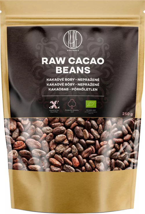 BrainMax Pure Ziarna kakaowe RAW, BIO, 250 g