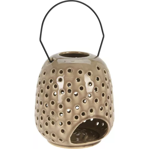 Lampion ceramiczny Dots szary, 15 x 23 cm