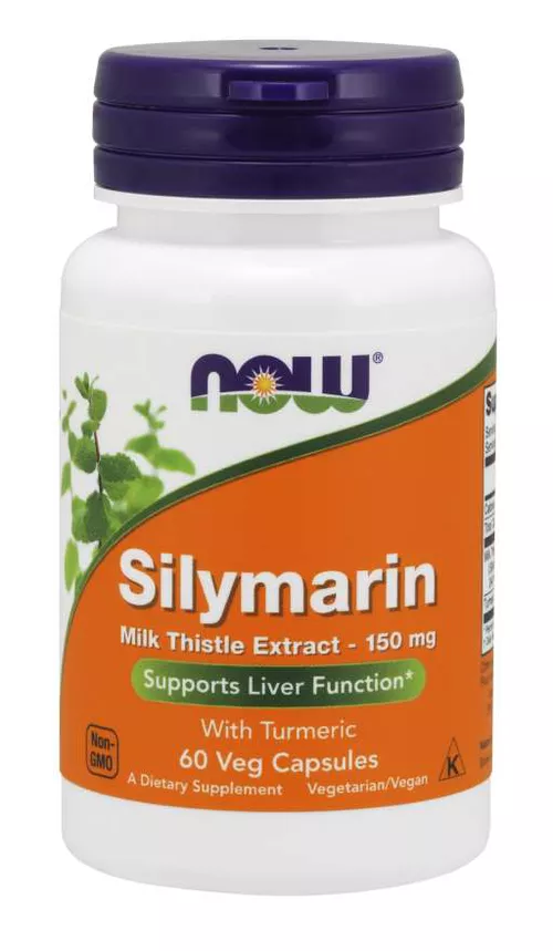 Now® Foods NOW Silymarin with Turmeric (ekstrakt z ostropestu plamistego), 150 mg, 60 kapsułek roślinnych