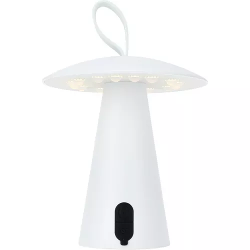 Zewnętrzna przenośna lampa stołowa LED Boise, biały, USB, 15 x 17 cm, plastik