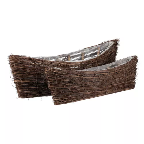 Zestaw skrzynek wiklinowych z winorośli, łódka, 2 szt., 2 rozmiary, 61 x 21 x 17 cm