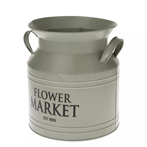 Osłonka metalowa na doniczkę Flower Market, zielony, 23 x 23 x 20 cm