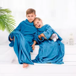 Decoking Koc z rękawami Lazy Kids indygo, 90 x 105 cm