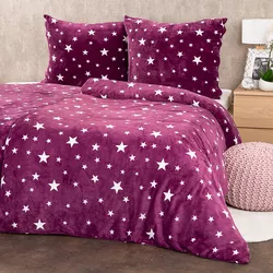 4Home Pościel mikroflanela Stars violet, 140 x 220 cm, 70 x 90 cm