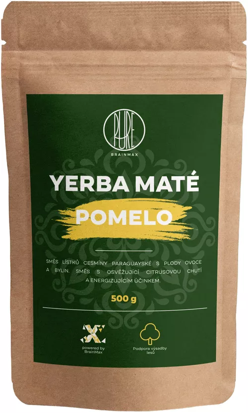 BrainMax Pure Yerba Mate, Pomelo, 500 g