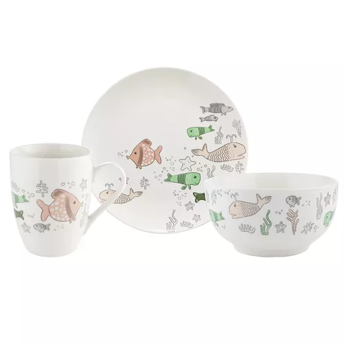 Florina 3-częściowy zestaw porcelany Rybki
