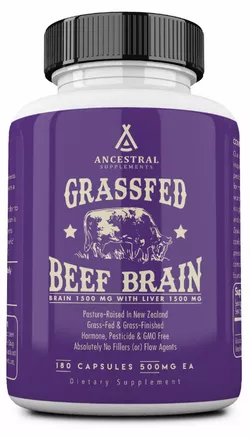 Ancestral Supplements, Grass-fed Beef Brain, mózg wołowy, 180 kapsułek, 30 dawek