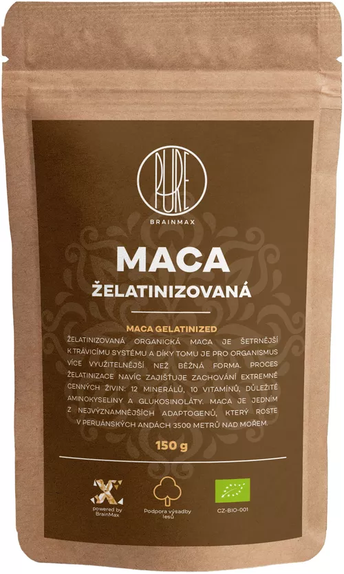 BrainMax Pure Maca żelatynizowana BIO proszek, 150 g