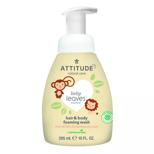 Attitude - Pianka do mycia niemowląt 2 w 1 - Liście dziecka o zapachu soku gruszkowego, 295ml