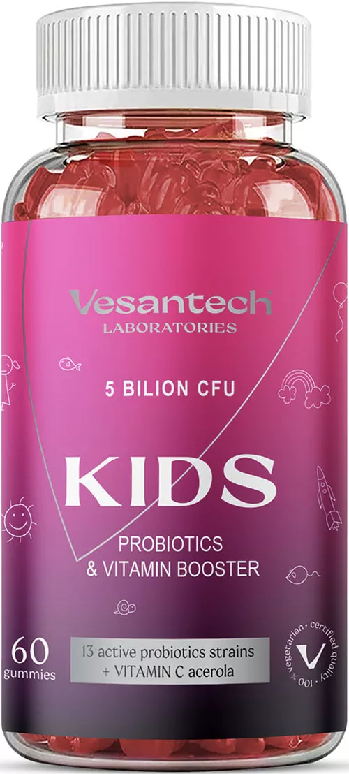 Vesantech Kids, probiotyk dla dzieci, 5 miliardów CFU, 60 żelek