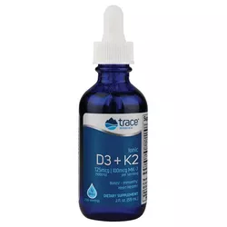 Trace Minerals Ionic D3 + K2, Zjonizowany D3 + K2, 5000 IU + 125 µg, 59 ml