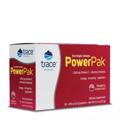 Trace Minerals Elektrolit Stamina Power Pak, Witaminy i Minerały, Smak Malinowy, 30 Saszetek