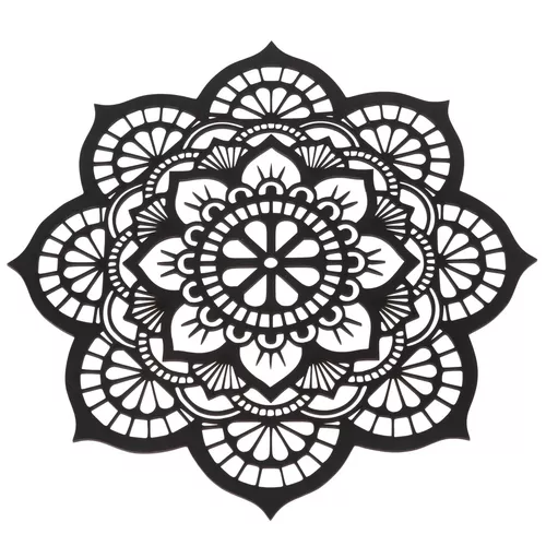 Drewniana rzeźbiona dekoracja ścienna Mandala, 35 x 35 x 1 cm