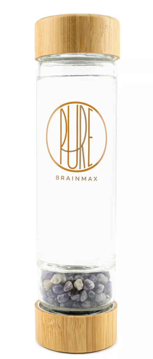 BrainMax Pure Szklana butelka  z ametystem, 500 ml