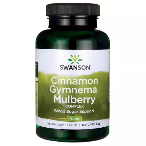 Swanson Cinnamon Gymnema Mulberry Complex (kompleks morwy, cynamonu, gymnema), 120 kapsułek