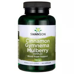 Swanson Cinnamon Gymnema Mulberry Complex (kompleks morwy, cynamonu, gymnema), 120 kapsułek