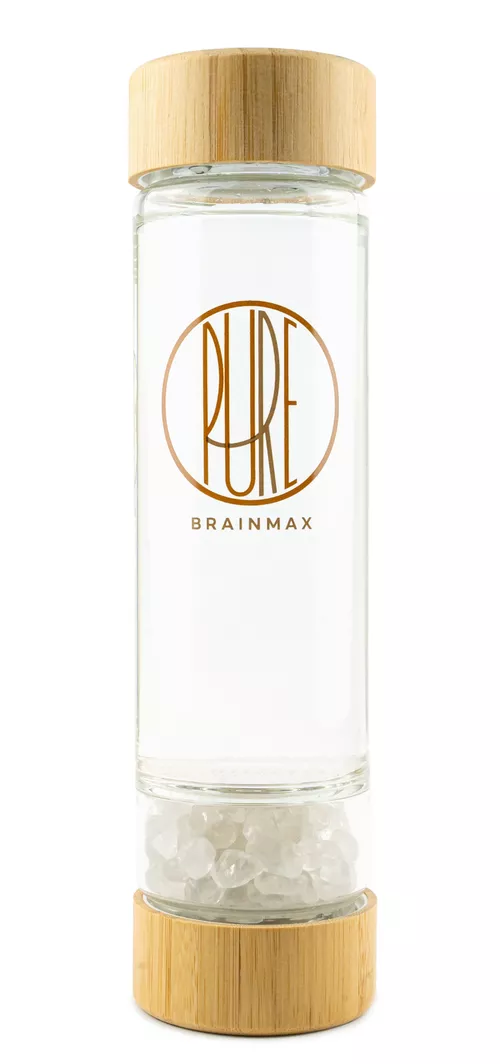 BrainMax Pure Szklana butelka z kryształem, 500 ml