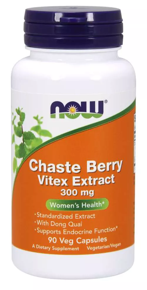 Now® Foods NOW Chaste Berry Vitex Extract, 300 mg, kapsułki ziołowe 90