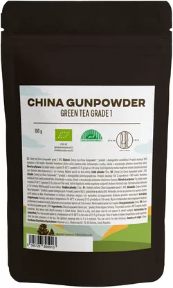 BrainMax Pure China Gunpowder Grade 1, herbata zielona, ​​BIO, 100 g