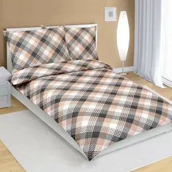 Bellatex Pościel bawełniana Cube szara, beżowa,140 x 220 cm, 70 x 90 cm, 140 x 220 cm, 70 x 90 cm