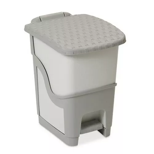 Rattanowy kosz na śmieci plastik, 18 l, szary