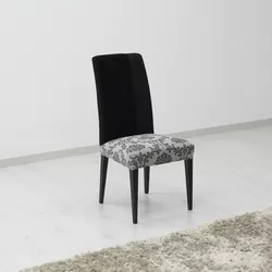 Pokrowiec elastyczny na siedzisko krzesła Istanbul szary, 45 x 45 cm, zestaw 2 szt.