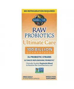 Garden of life RAW Probiotics, Ultimate Care, 100 miliard CFU, 34 szczepy probiotyczne, 30 kapsułek ziołowych